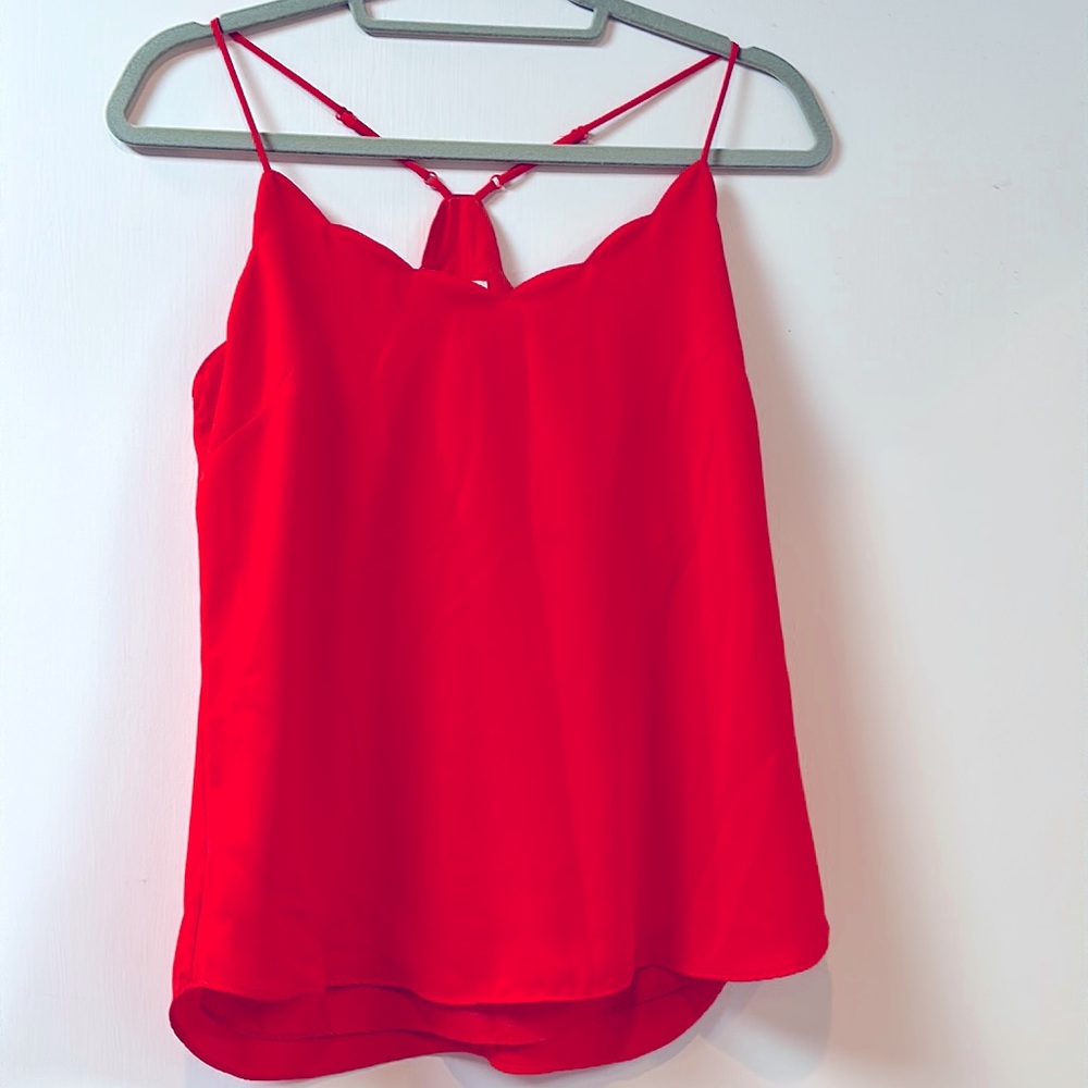 J Crew orange adjustable spaghetti strap, racer back silky shirt.